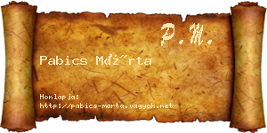 Pabics Márta névjegykártya